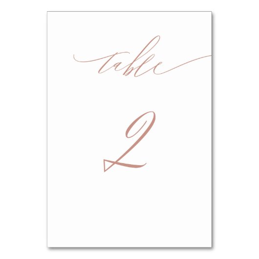 Elegante witte roze gouden script nr. 2 bruiloft kaart (Voorkant)
