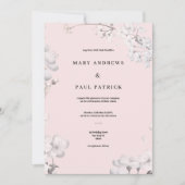 Elegante witte roze kersenbloesem bloemenbruiloft kaart (Voorkant)