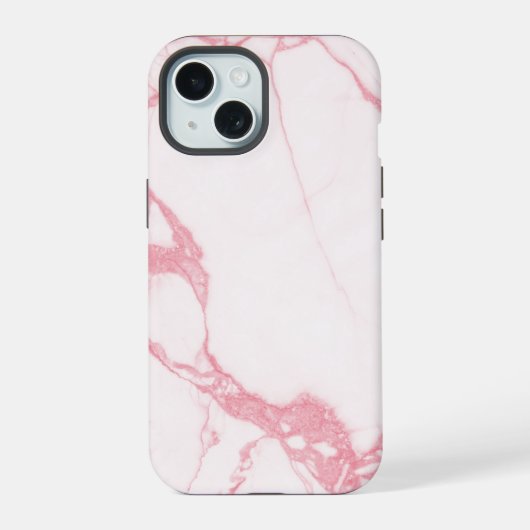 Elegante witte roze marmeren textuur iPhone 15 case (Achterkant)