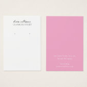 Elegante witte roze minimale oorbel display Kaart (Voorkant /achterkant)