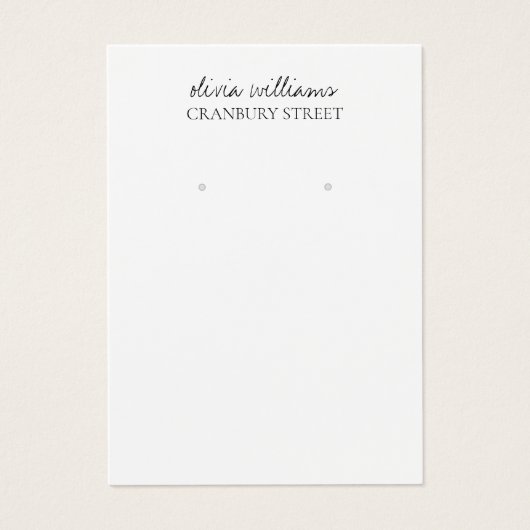 Elegante witte roze minimale oorbel display Kaart (Voorkant)