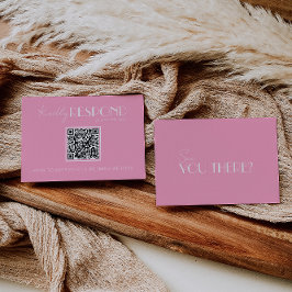 Elegante witte roze minimalistische QR-code-huweli RSVP Kaartje