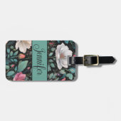 Elegante witte roze roos gepersonaliseerd bagagelabel (Voorkant horizontaal)