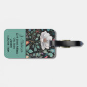 Elegante witte roze roos gepersonaliseerd bagagelabel (Achterkant horizontaal)