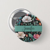 Elegante witte roze roos gepersonaliseerd ronde button 5,7 cm (Voorkant /achterkant)