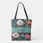 Elegante witte roze roos gepersonaliseerd tote bag (Achterkant)
