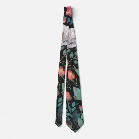 Elegante witte roze roos stropdas (Achterkant)