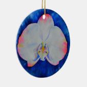 Elegante witte roze waterverf bloemorchidee keramisch ornament (Rechts)