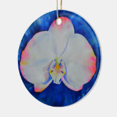 Elegante witte roze waterverf bloemorchidee keramisch ornament (Links)