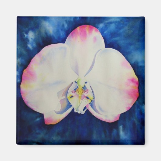 Elegante witte roze waterverf bloemorchidee magneet (Voorkant)