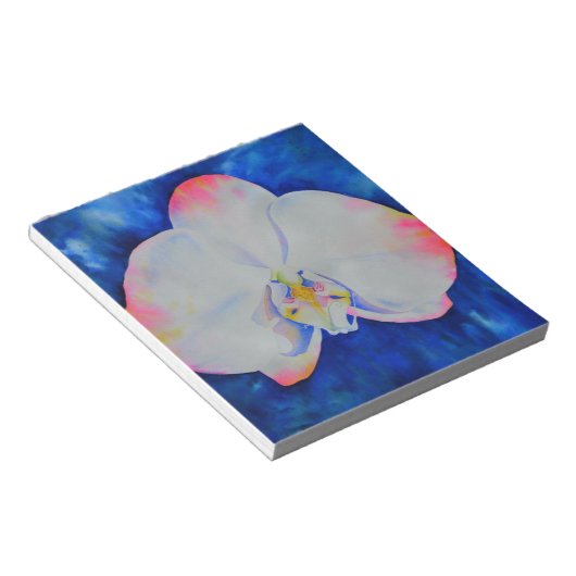 Elegante witte roze waterverf bloemorchidee notitieblok (Schuin)