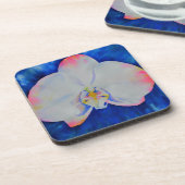 Elegante witte roze waterverf bloemorchidee onderzetter (Linkerzijde)