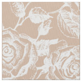 Elegante witte Rozen aangepaste tan achtergrond Stof (Close Up)
