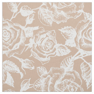 Elegante witte  Rozen aangepaste tan achtergrond Stof