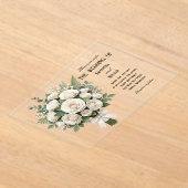 Elegante Witte Rozen Acryl Bruiloft Uitnodigingen (Laagn)