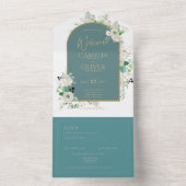 Elegante Witte Rozen All-in-1 Trouw Uitnodiging RS (Binnen)