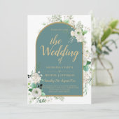 Elegante Witte Rozen All-in-1 Trouw Uitnodiging RS (Staand voorkant)