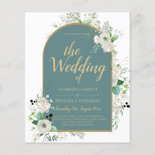 Elegante Witte Rozen All-in-1 Trouw Uitnodiging RS Flyer (Voorkant)