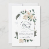 Elegante witte rozen ampersand bloemboog trouwdag kaart (Voorkant)