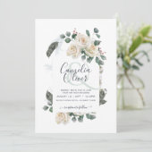 Elegante witte rozen ampersand bloemboog trouwdag kaart (Staand voorkant)