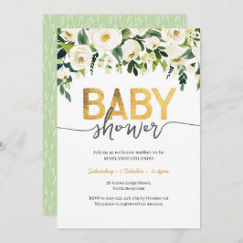 Elegante witte rozen Baby shower uitnodiging