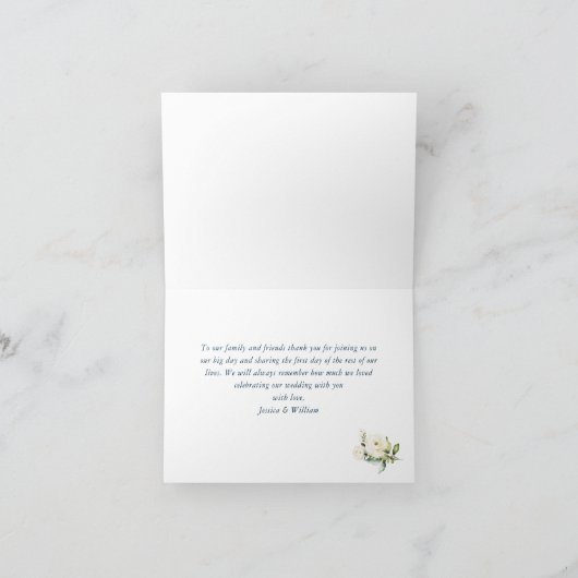 Elegante witte rozen blauwe houten lantaarn bedankkaart (Binnen)