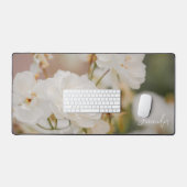Elegante witte rozen bloem foto met aangepaste naa bureaumat (Keyboard & Muis)