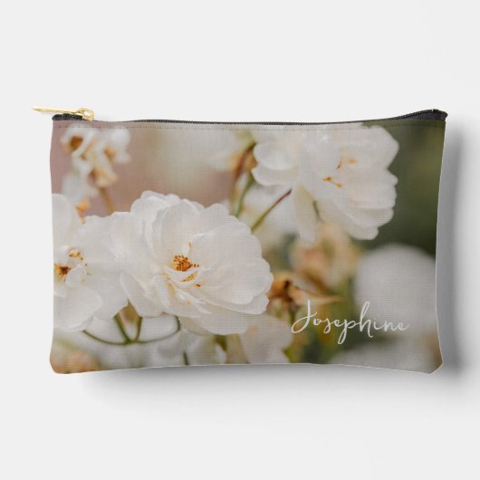 Elegante witte rozen bloem foto met aangepaste naa etui (Voorkant)