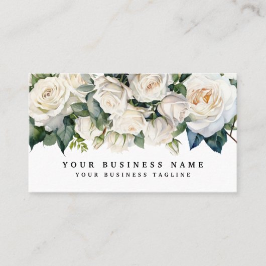 Elegante witte rozen bloemen Bloemen Visitekaartje (Voorkant)