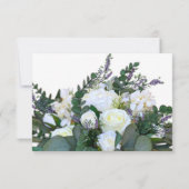 Elegante witte rozen bloemenlavendelgroen RSVP (Achterkant)