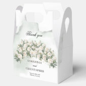 Elegante witte rozen bloementuin groen bruiloft bedankdoosjes (Geopend)