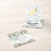 Elegante witte rozen bloementuin groen bruiloft kartonnen onderzetters (Insitu)