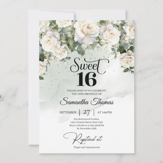 Elegante  witte rozen bloementuin Unique Kaart (Voorkant)