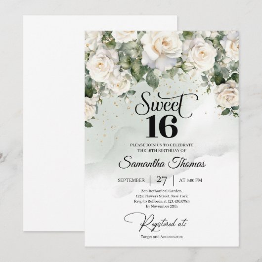 Elegante  witte rozen bloementuin Unique Kaart (Voorkant / Achterkant)