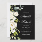 Elegante witte rozen bloemgroen kaart (Voorkant)