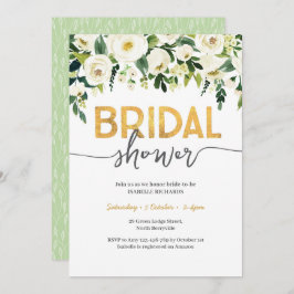 Elegante witte rozen bruids douche uitnodiging