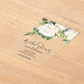 Elegante Witte Rozen Bruidsdouche Acryl Uitnodigingen (Laagn)