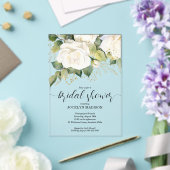Elegante Witte Rozen Bruidsdouche Acryl Uitnodigingen (Insitu (Huwelijk))