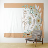 Elegante witte rozen bruidsdouche script bloemstuk wandkleed (In Situ (horizontaal))