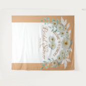 Elegante witte rozen bruidsdouche script bloemstuk wandkleed (Voorkant (horizontaal))