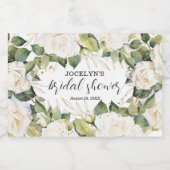 Elegante Witte Rozen Bruidsdouche Sparkling Wijnetiket (Enkel label)