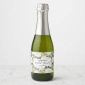 Elegante Witte Rozen Bruidsdouche Sparkling Wijnetiket (Voorkant)