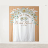 Elegante witte rozen bruidsshower script bloem wandkleed (Voorkant)