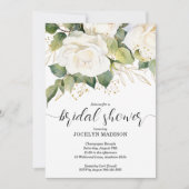 Elegante witte rozen bruidsuitnodiging kaart (Voorkant)