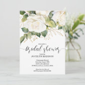 Elegante witte rozen bruidsuitnodiging kaart (Staand voorkant)