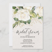 Elegante Witte Rozen Bruidsuitnodiging Kaart (Voorkant)