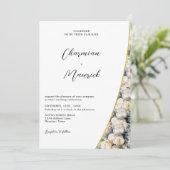 Elegante witte rozen bruiloft alles in één kaart (Staand voorkant)