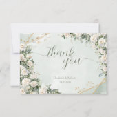 Elegante witte rozen bruiloft bedankkaart (Voorkant)