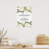 Elegante Witte Rozen Bruiloft Feest Welkom Poster (Keuken)