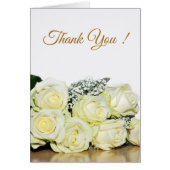 Elegante witte rozen bruiloft foto dank u kaart (Voorkant)